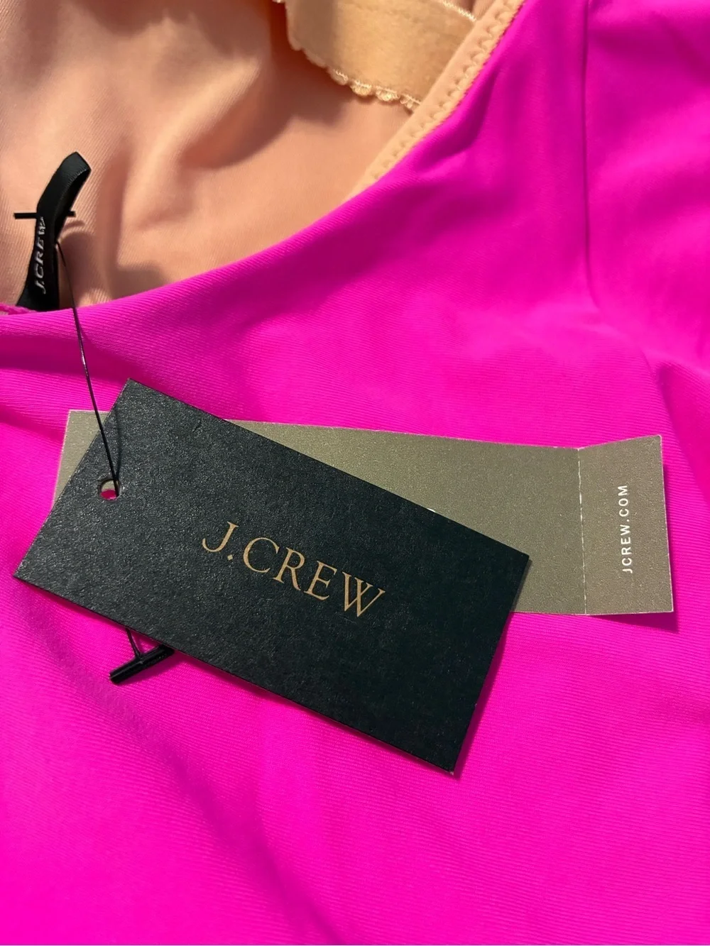 NWT J.Crew Hot Pink Rounded V-neck one-piece swimsuit Women’s size 6 Small